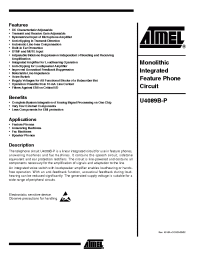 Datasheet U4089B-PFNG3 manufacturer ATMEL