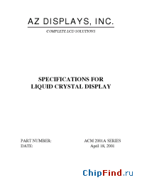 Datasheet ACM2001A manufacturer AZ Displays