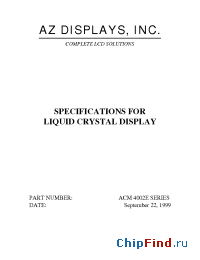 Datasheet ACM4002E manufacturer AZ Displays