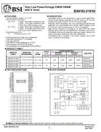 Datasheet BS616LV1010-70 manufacturer BSI