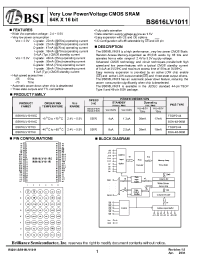 Datasheet BS616LV1011 manufacturer BSI