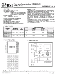 Datasheet BS616LV1013AIP70 manufacturer BSI