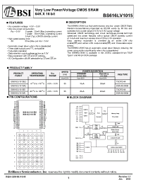 Datasheet BS616LV1015AIP55 manufacturer BSI