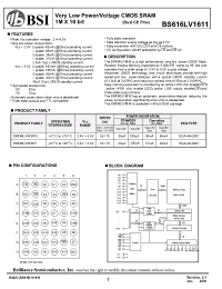 Datasheet BS616LV1611FC-70 manufacturer BSI