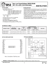 Datasheet BS616LV1626 manufacturer BSI