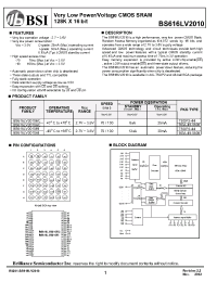 Datasheet BS616LV2010-10 manufacturer BSI