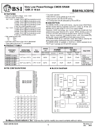 Datasheet BS616LV2016AIP55 manufacturer BSI