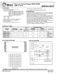 Datasheet BS616LV2019AIP70 manufacturer BSI