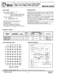 Datasheet BS616LV2023-70 manufacturer BSI