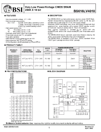 Datasheet BS616LV4010-10 manufacturer BSI