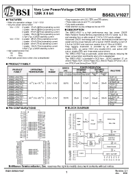 Datasheet BS62LV1027SIP55 manufacturer BSI
