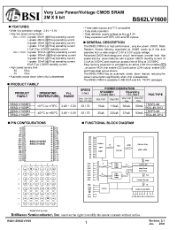 Datasheet BS62LV1600 manufacturer BSI