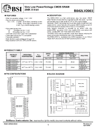 Datasheet BS62LV2003-70 manufacturer BSI