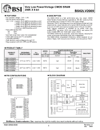 Datasheet BS62LV2009DIG70 manufacturer BSI