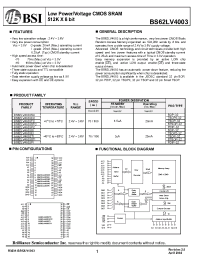 Datasheet BS62LV4003SI manufacturer BSI