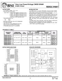 Datasheet BS62LV4007PCG55 manufacturer BSI