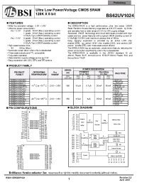 Datasheet BS62UV1024-15 manufacturer BSI
