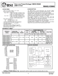 Datasheet BS62XV2000 manufacturer BSI