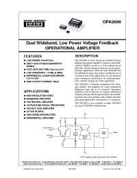 Datasheet OPA2650P manufacturer Burr-Brown