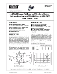 Datasheet OPA687 manufacturer Burr-Brown