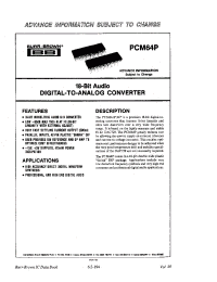 Datasheet PCM64P manufacturer Burr-Brown