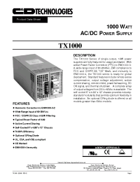 Datasheet TX1000 manufacturer C&D