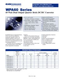 Datasheet WPA60R48D1510-1 manufacturer C&D