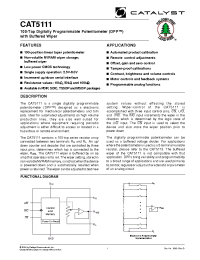 Datasheet CAT5111SI-10MSOP manufacturer Catalyst