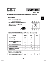 Datasheet CEM4416 manufacturer CET