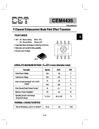 Datasheet CEM4435 manufacturer CET