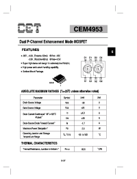 Datasheet CEM4953 manufacturer CET