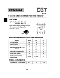 Datasheet CEM9424 manufacturer CET