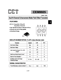 Datasheet CEM9925 manufacturer CET