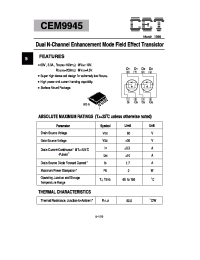 Datasheet CEM9945 manufacturer CET