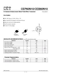 Datasheet CEP60N10 manufacturer CET