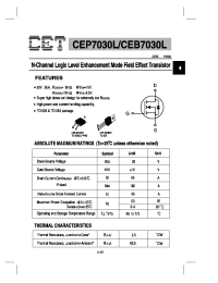 Datasheet CEP7030L manufacturer CET