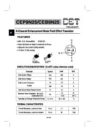 Datasheet CEP9N25 manufacturer CET