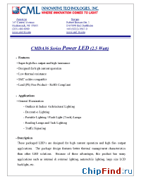 Datasheet CMDA36CW15D13L manufacturer CML
