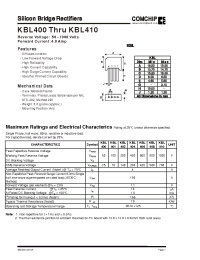 Datasheet KBL408 manufacturer Comchip