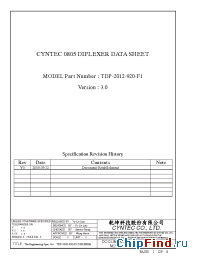 Datasheet TDP2012-920-F1 manufacturer Cyntec