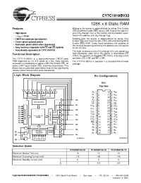Datasheet CY7C1019BV33-12VC manufacturer Cypress