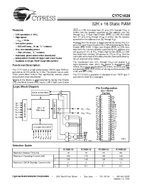Datasheet CY7C1020-12VC manufacturer Cypress