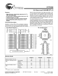 Datasheet CY7C344-15WC manufacturer Cypress