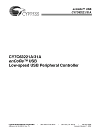 Datasheet CY7C63221A-XC manufacturer Cypress