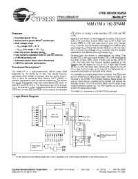 Datasheet CY81U016X16A9A-70BVI manufacturer Cypress