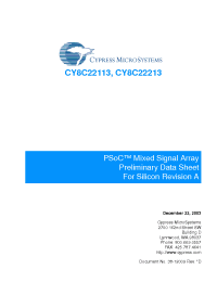 Datasheet CY8C22113 manufacturer Cypress