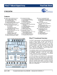 Datasheet CY8C24794-24LFXIT manufacturer Cypress
