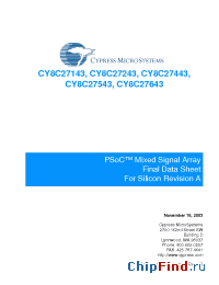 Datasheet CY8C27243-24PVI20 manufacturer Cypress