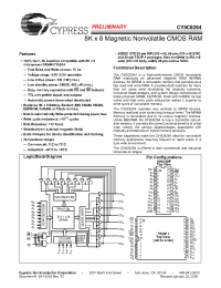 Datasheet CY9C6264-70PC manufacturer Cypress
