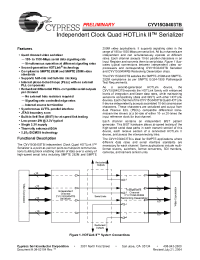 Datasheet CYV15G0403TB-BGC manufacturer Cypress